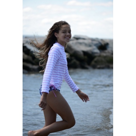 UV strandjurkje Roze met witte strepen UV strandjurkje Roze met witte strepen