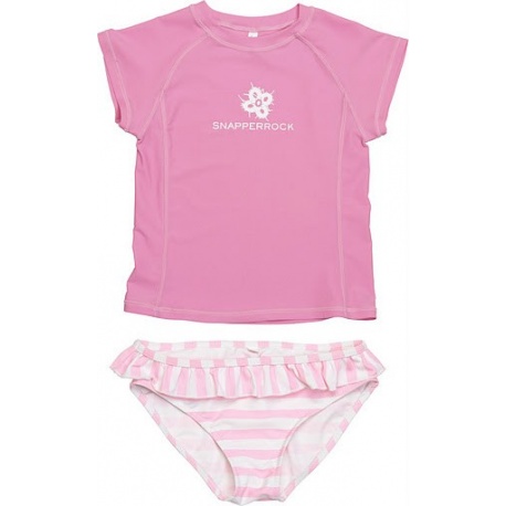 UV shirt en zwemshort Pink & white stripe