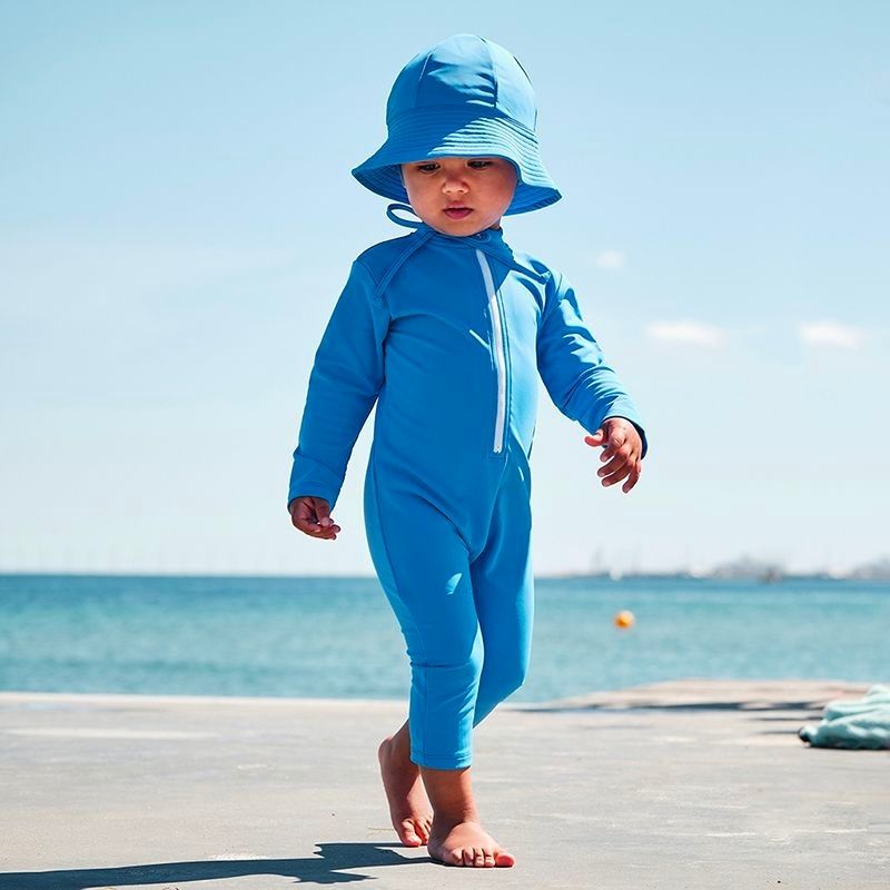 UV Badeanzug Dusty Blue Anchor - mit langen Ärmeln und Beinen