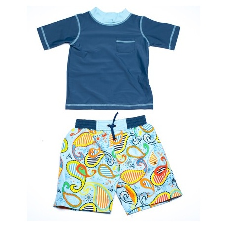 UV shirt en boardshort paisley blue UV shirt en boardshort paisley blue