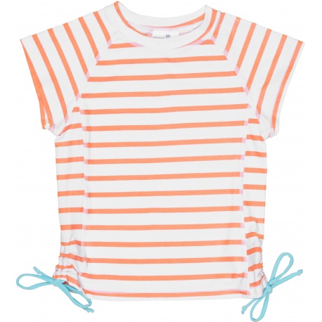 UV shirt orange stripe met blauwe bikini
