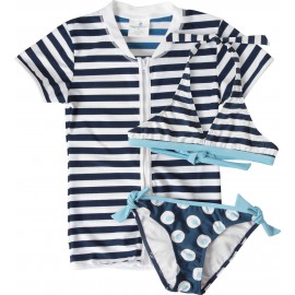 UV shirt rits blauw met bikini | 3 delige uv set meisjes