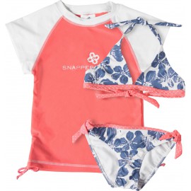 uv shirt roze met blauwe flower bikini | 3 delige uv set meisjes