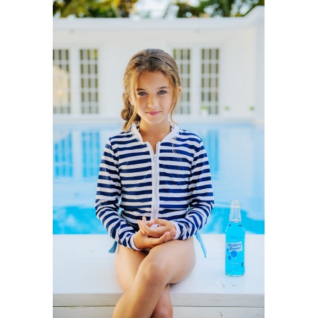 UV shirt rits blauw met bikini | 3 delige uv set meisjes