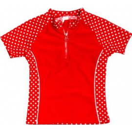 UV shirt en zwembshort rood met witte stippen
