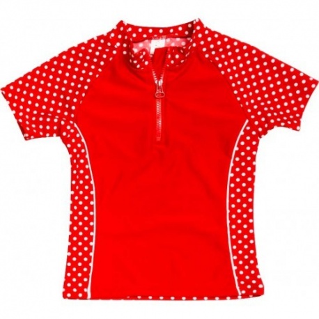 UV shirt en zwembshort rood met witte stippen