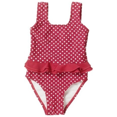 UV Badeanzug Kleid rot mit weißen Punkten | UV Badeanzüge Mädchen