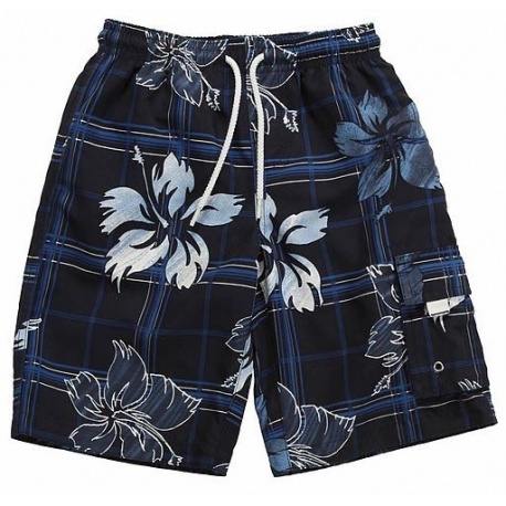 UV shirt White & boardshort Navy hibiscus UV shirt White & boardshort Navy hibiscus