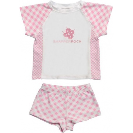 UV shirt & short Pink Check UV shirt & short Pink Check