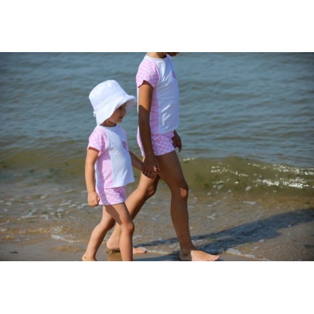 UV shirt & short Pink Check UV shirt & short Pink Check