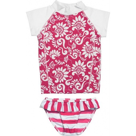 UV shirt & short Red & White flower