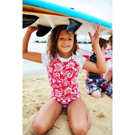 UV shirt & short Red & White flower