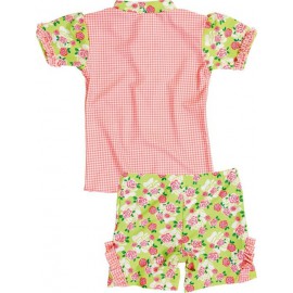 UV shirt en zwembshort rood met witte stippen UV shirt en zwembshort rood met witte stippen