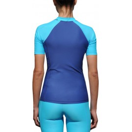 UV Shirt Damen navy türkis (slim fit) | Schwimmshirt Damen zweifarbig IQ-UV
