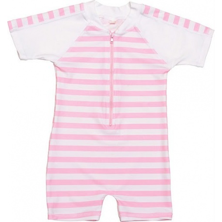UV Badeanzug Baby Pink White stripes